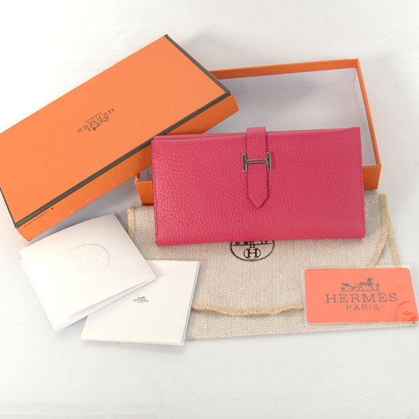 H3WLSLP Hermes 3 volte portafogli in pelle clemence a Peach